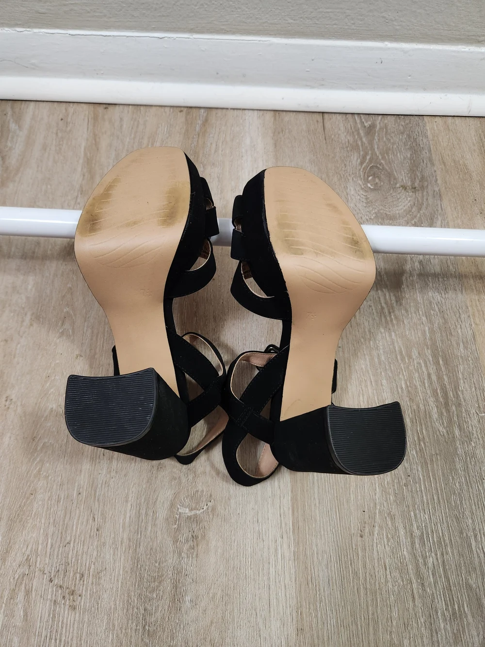 Black Suede Strappy Platform Heels
